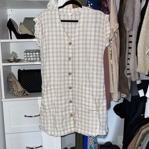 Tan and white checkered dress
